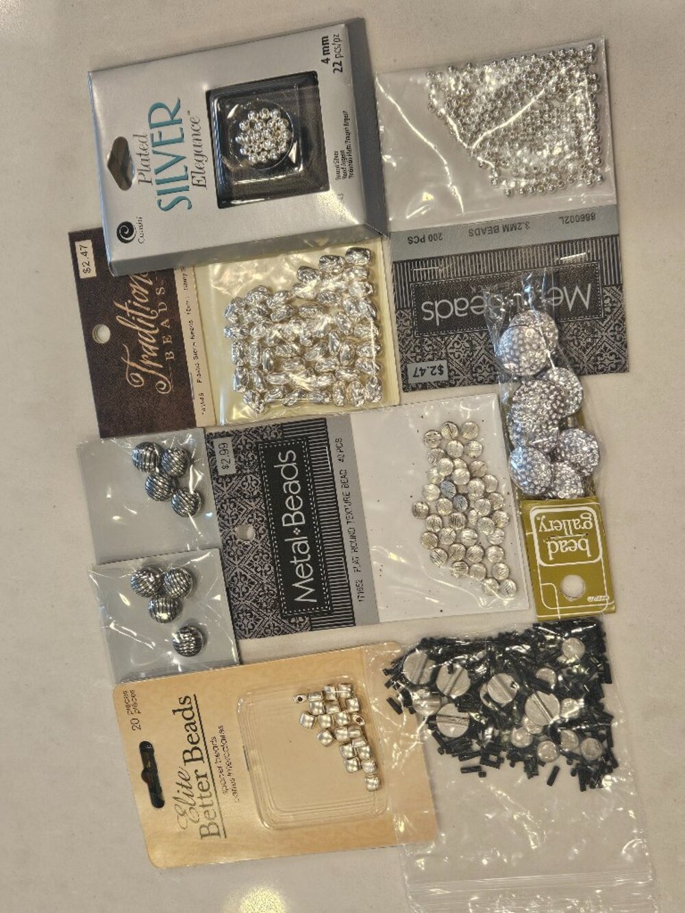 Bundle of Metal Beads - Silver & Silvertone